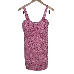 Lands' End Pink White Swim Dress Dresskini Women Size 12 Top Only